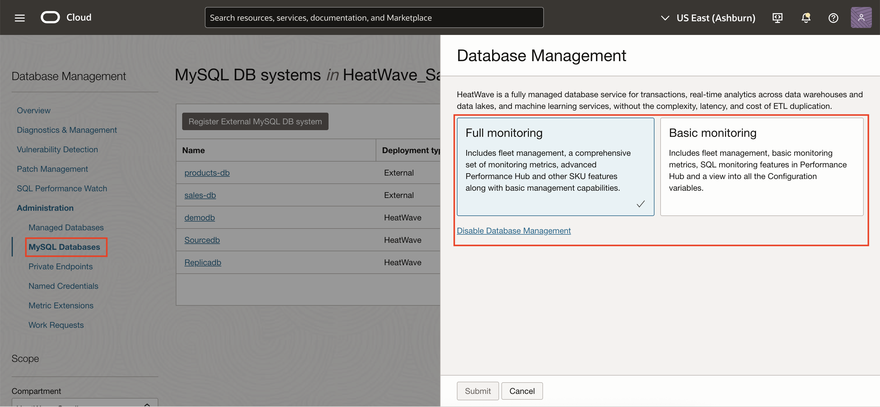Monitoring Models for HeatWave MySQL DB system