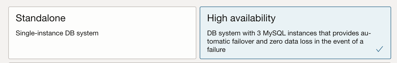 Enable High Availability (DB system create)