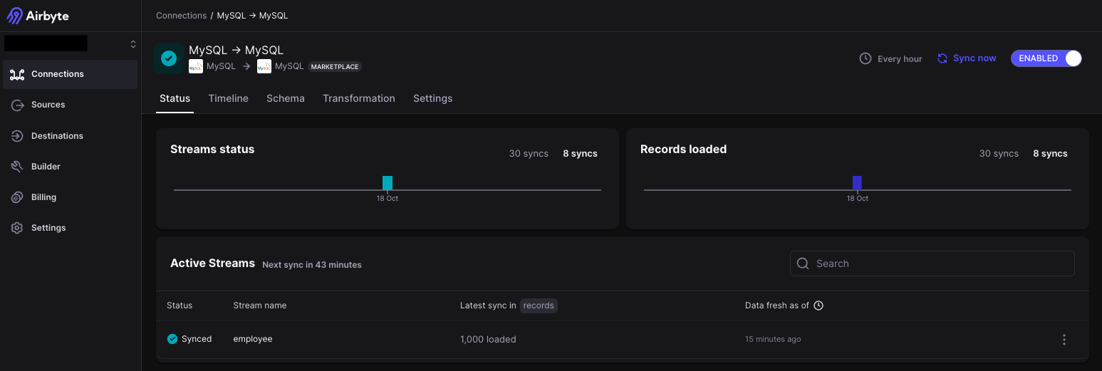 Source synchronized successfully to Destination