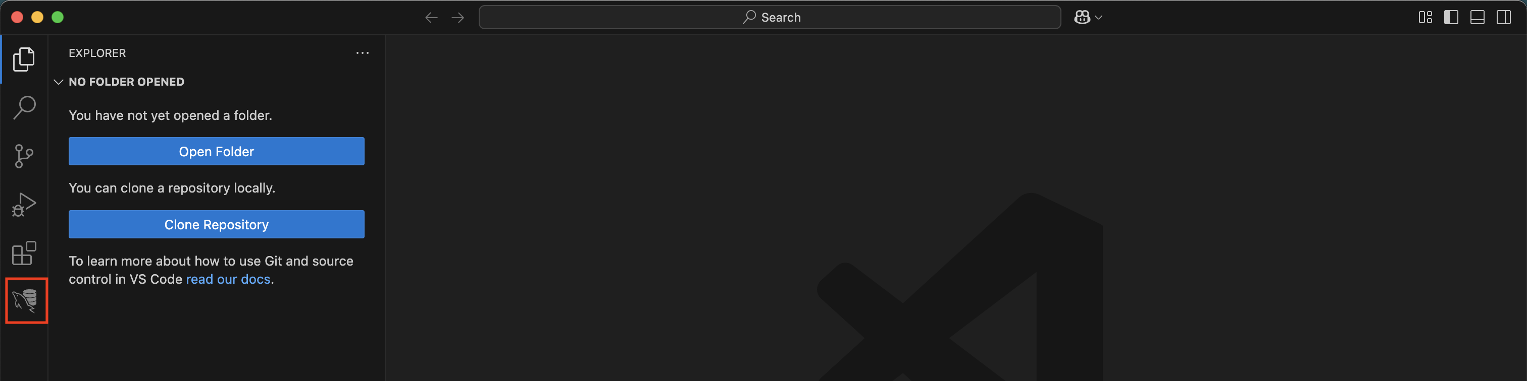 Open the MySQL Extension Panel