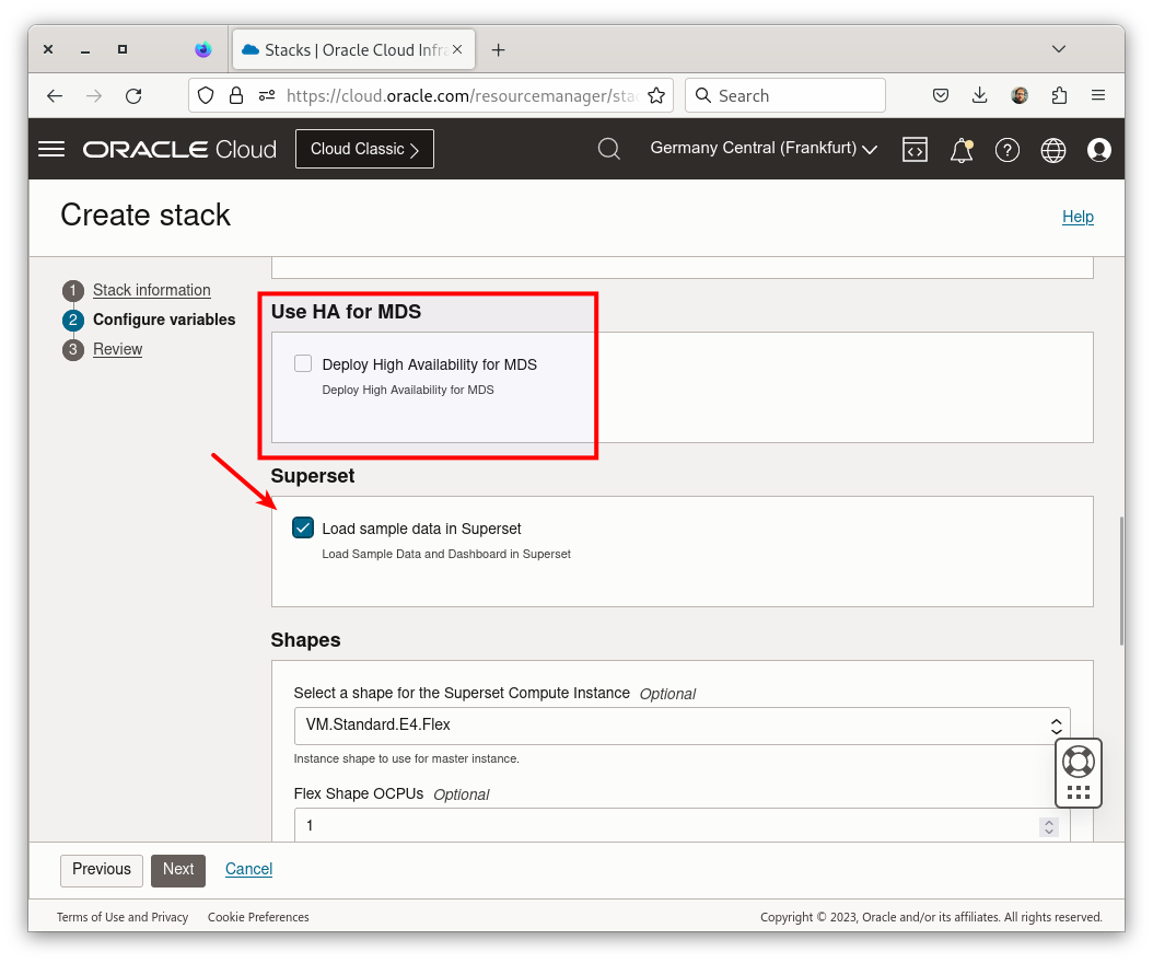 Superset - Create Stack: Load sample data
