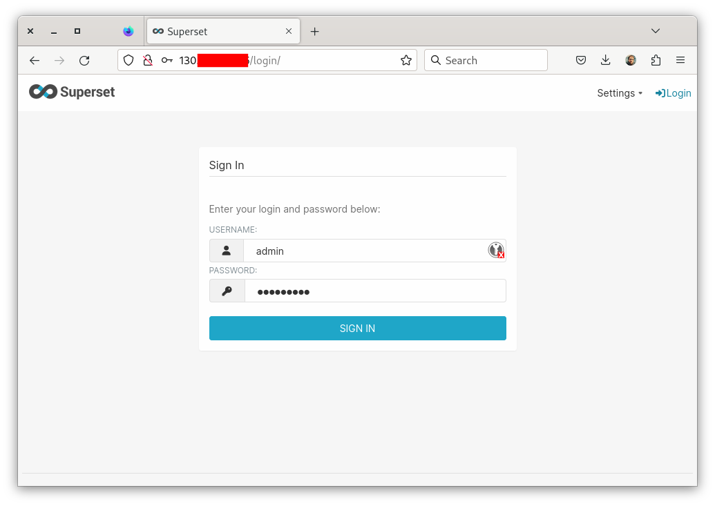 Superset - Login Screen