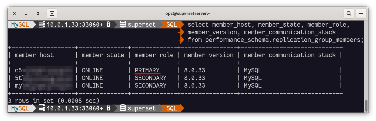Group Replication status