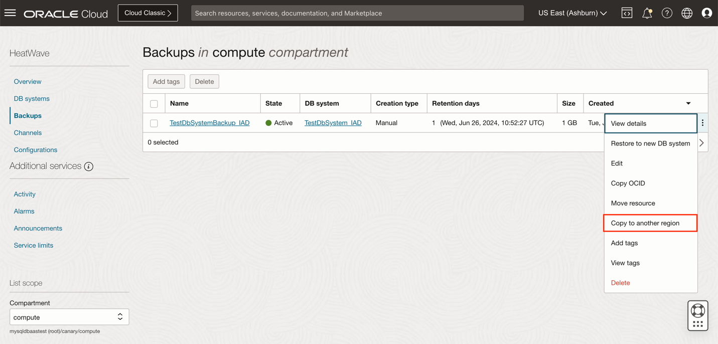 Copy to another region