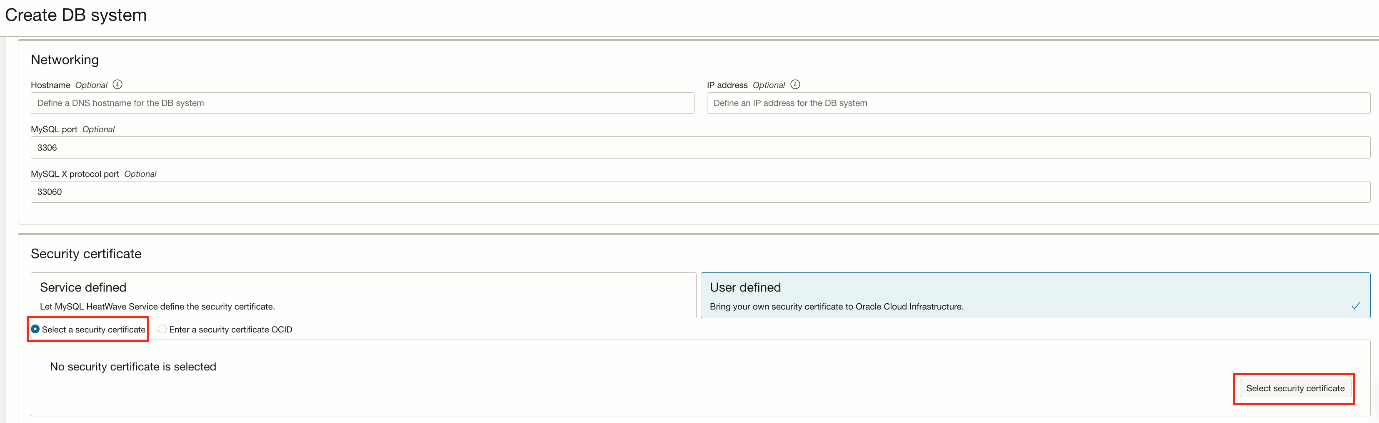 Figure 3: Connections tab, User defined certificate from a list