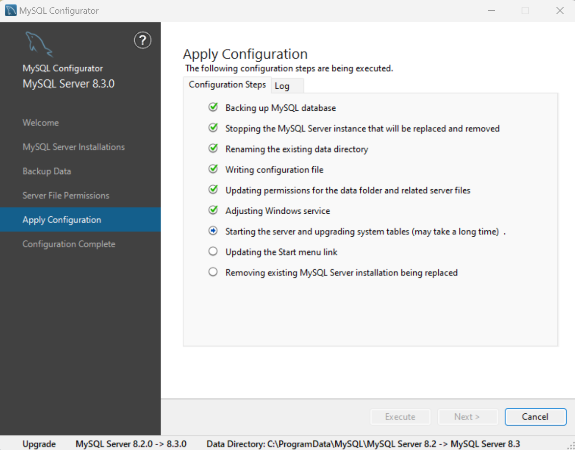 Apply Configuration page