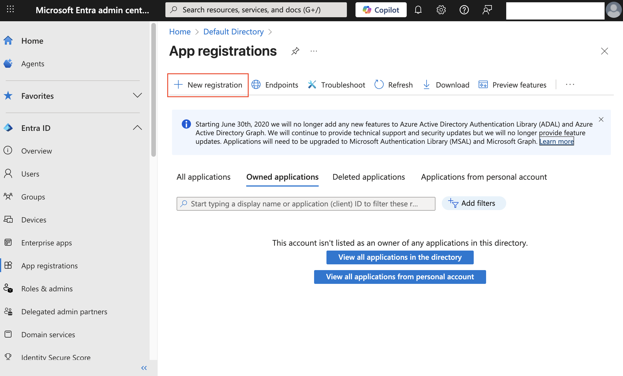 Microsoft Entra New App Registration