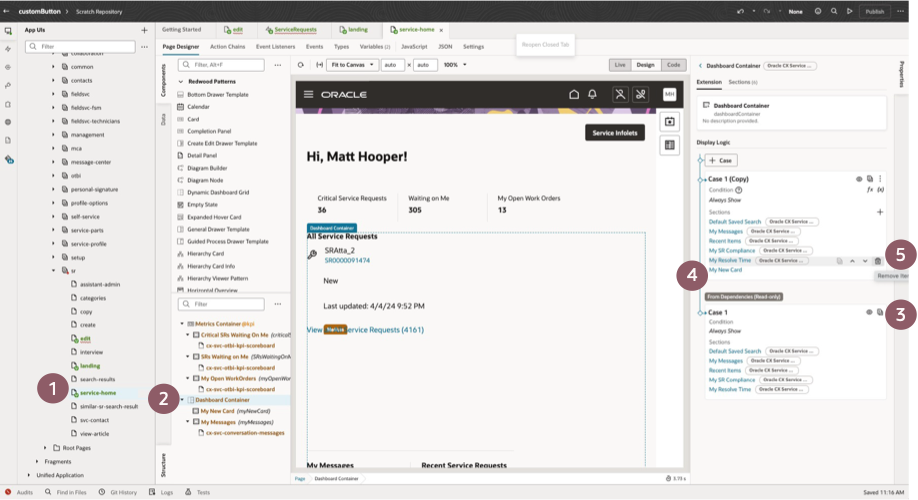 Steps to extend the Service Home Page