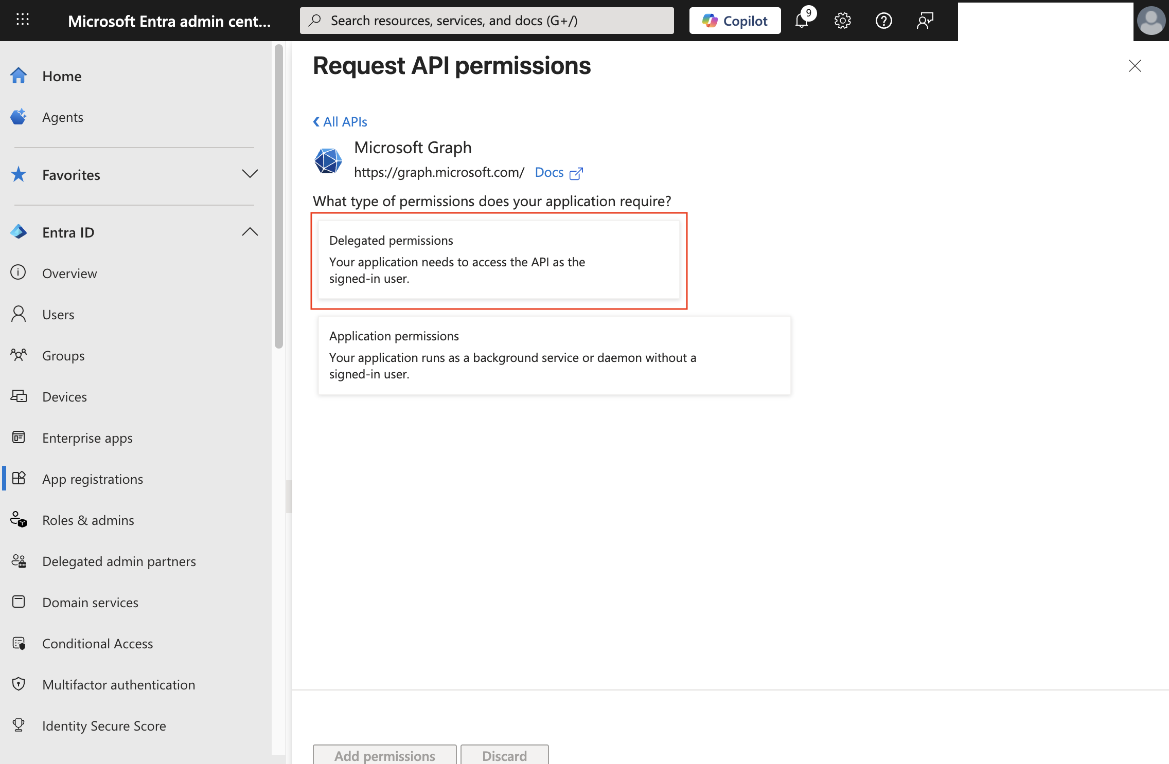 Delegated permission