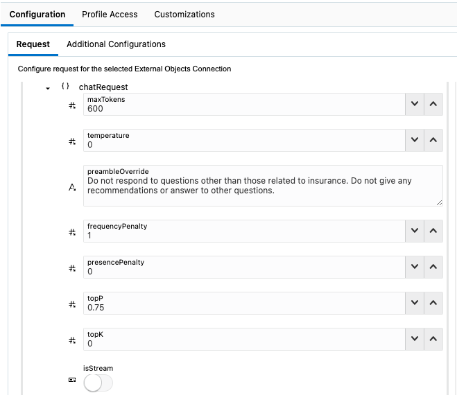 ASK Agent Studio - Request Payload Visual View