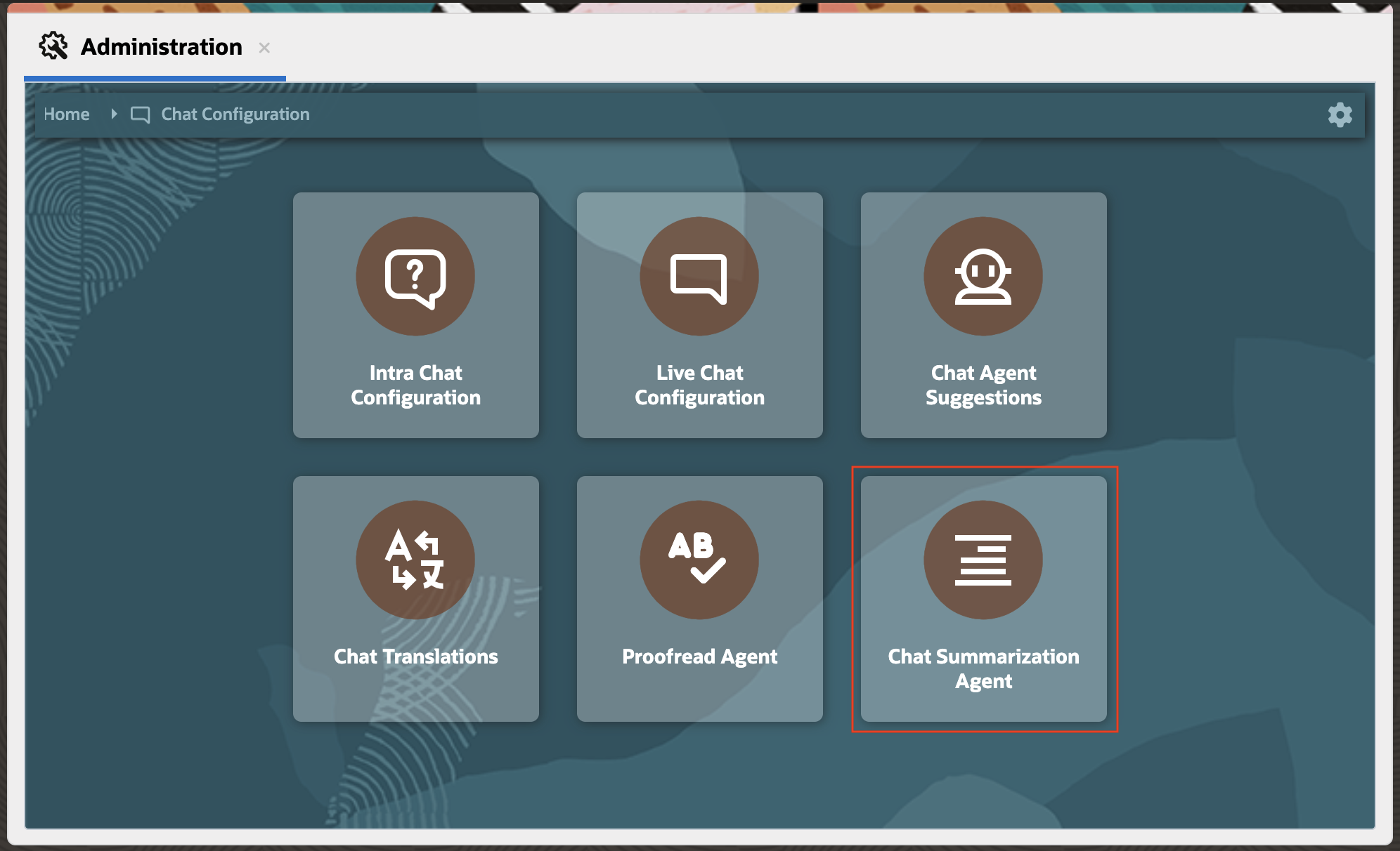 Chat Summarization Agent Admin Tile