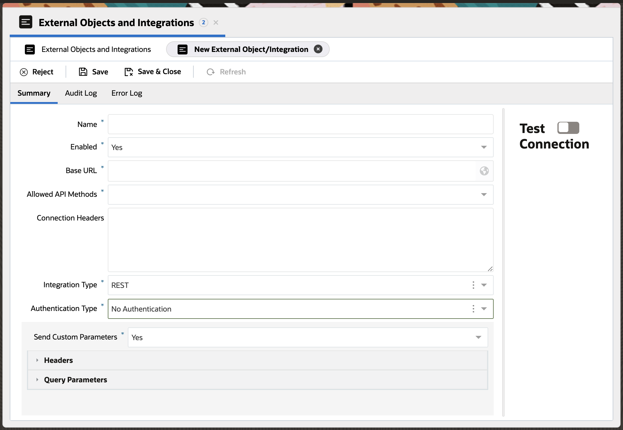 External Object New Admin 