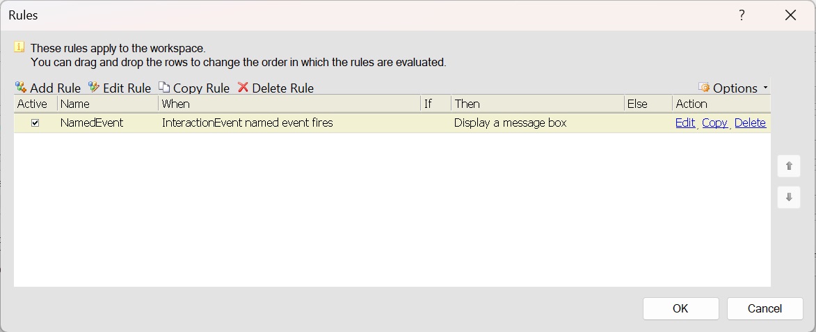 Named Event in Interaction workspace rule editor