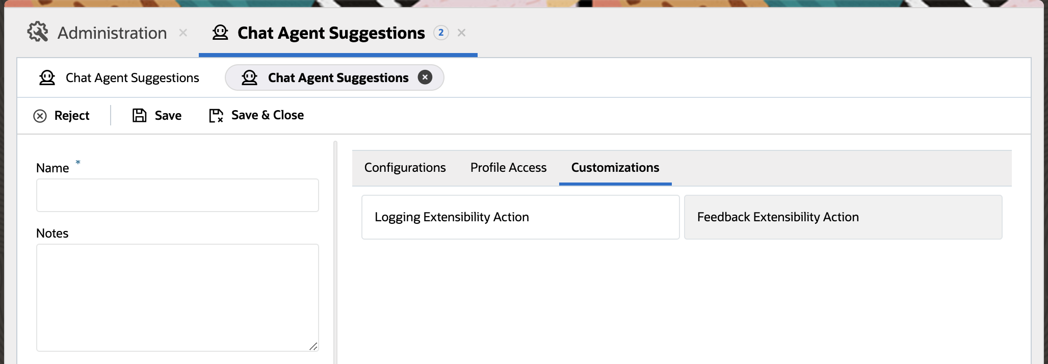 New Agent Suggestion ODA Customization Config