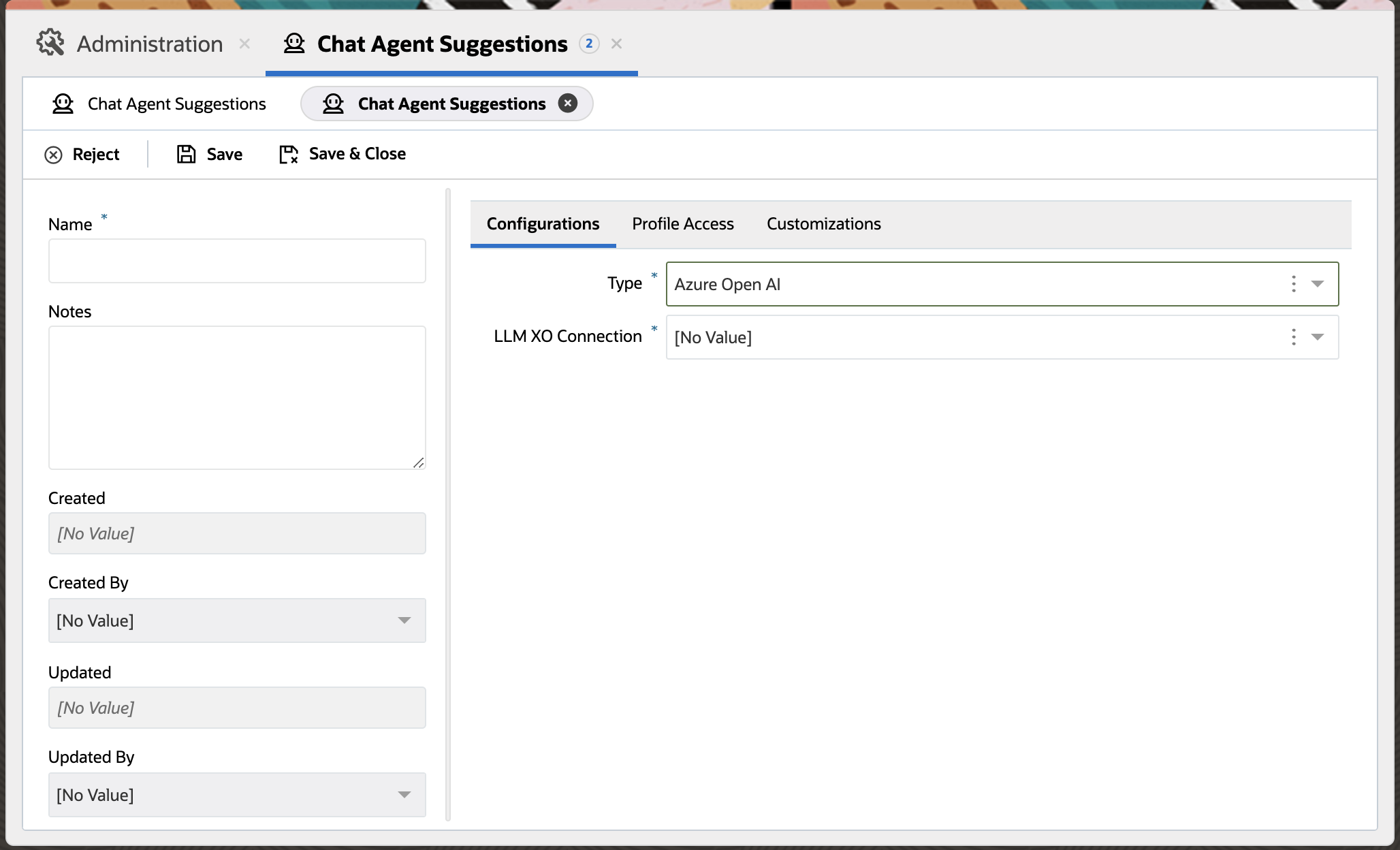 New Agent Suggestion Azure Open AI Configuration