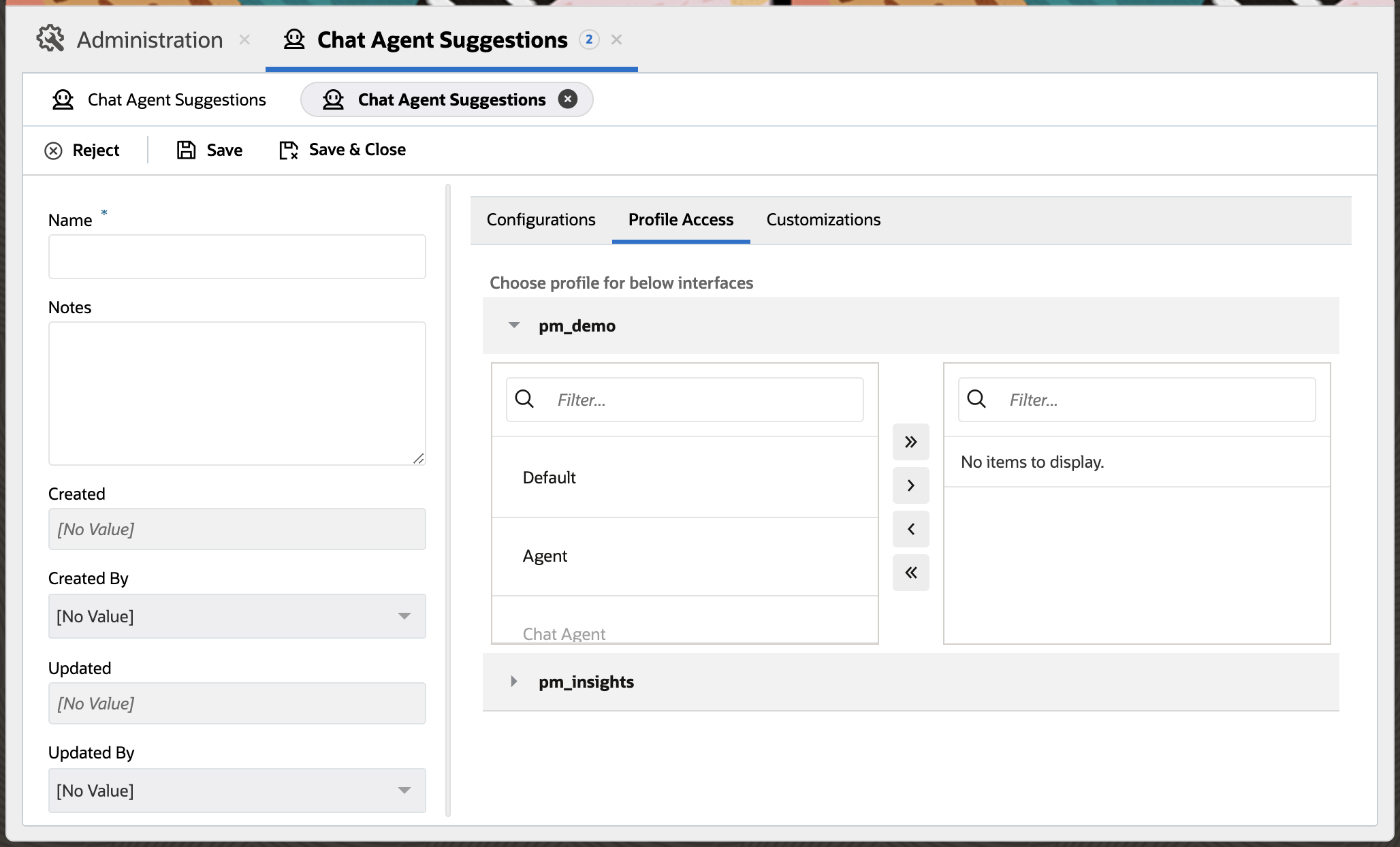 New Agent Suggestion Other Profile Permission