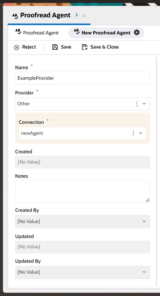 Proofread Agent Admin Left Side Panel