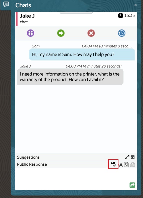 Proofread Agent Button in Chat