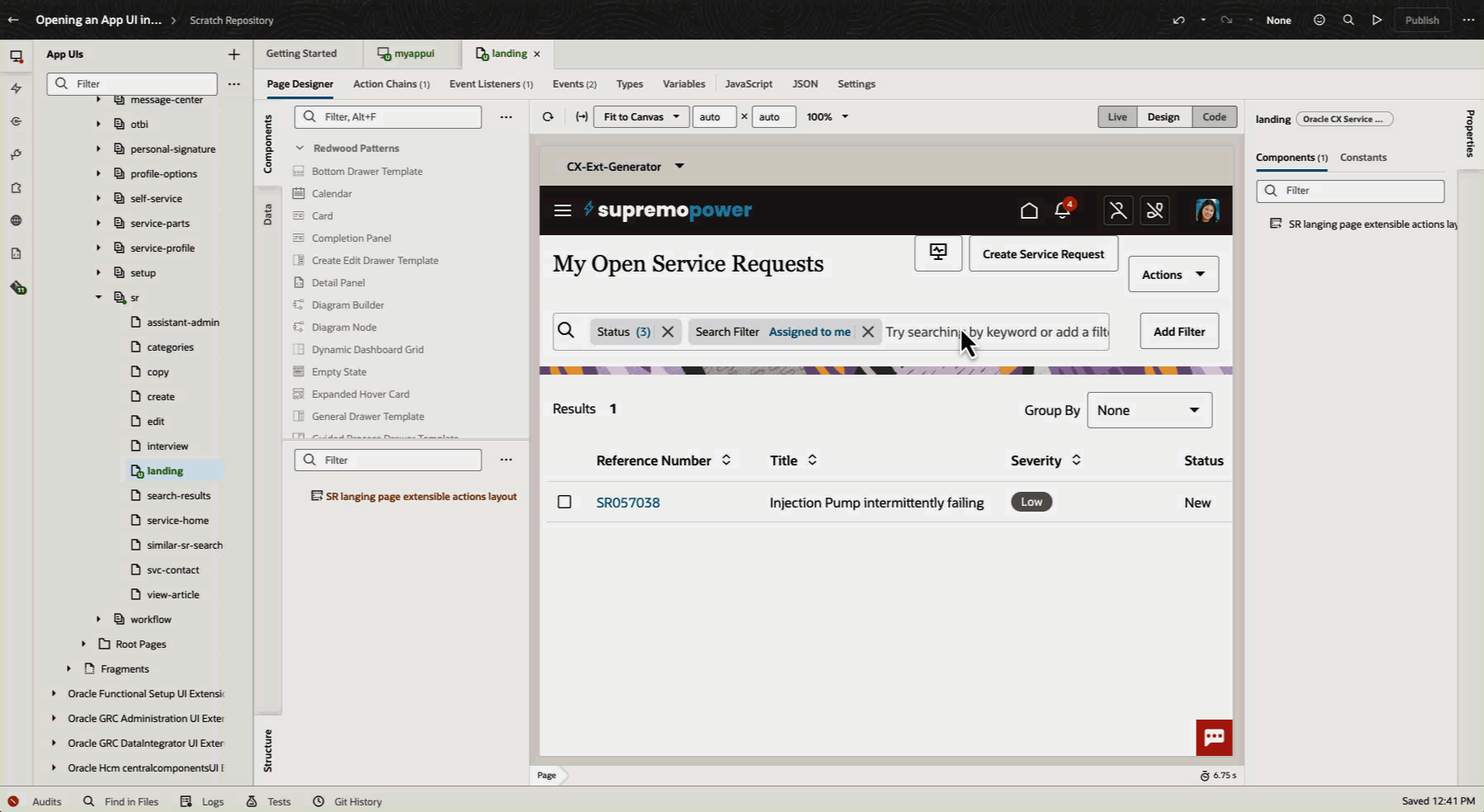 How to create a button in Oracle Fusion Service Landing Page to perform Service Console Navigation