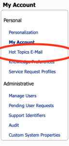 My Oracle Support Hot Topics E-Mail