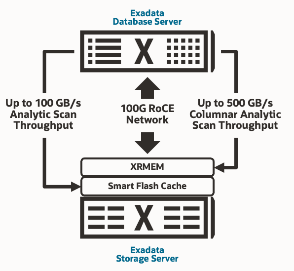 Up to 100 GB/s Analytic Scan througput from flash and up to 500 GB/s Columnar Analytic Scan Throughput from XRMEM