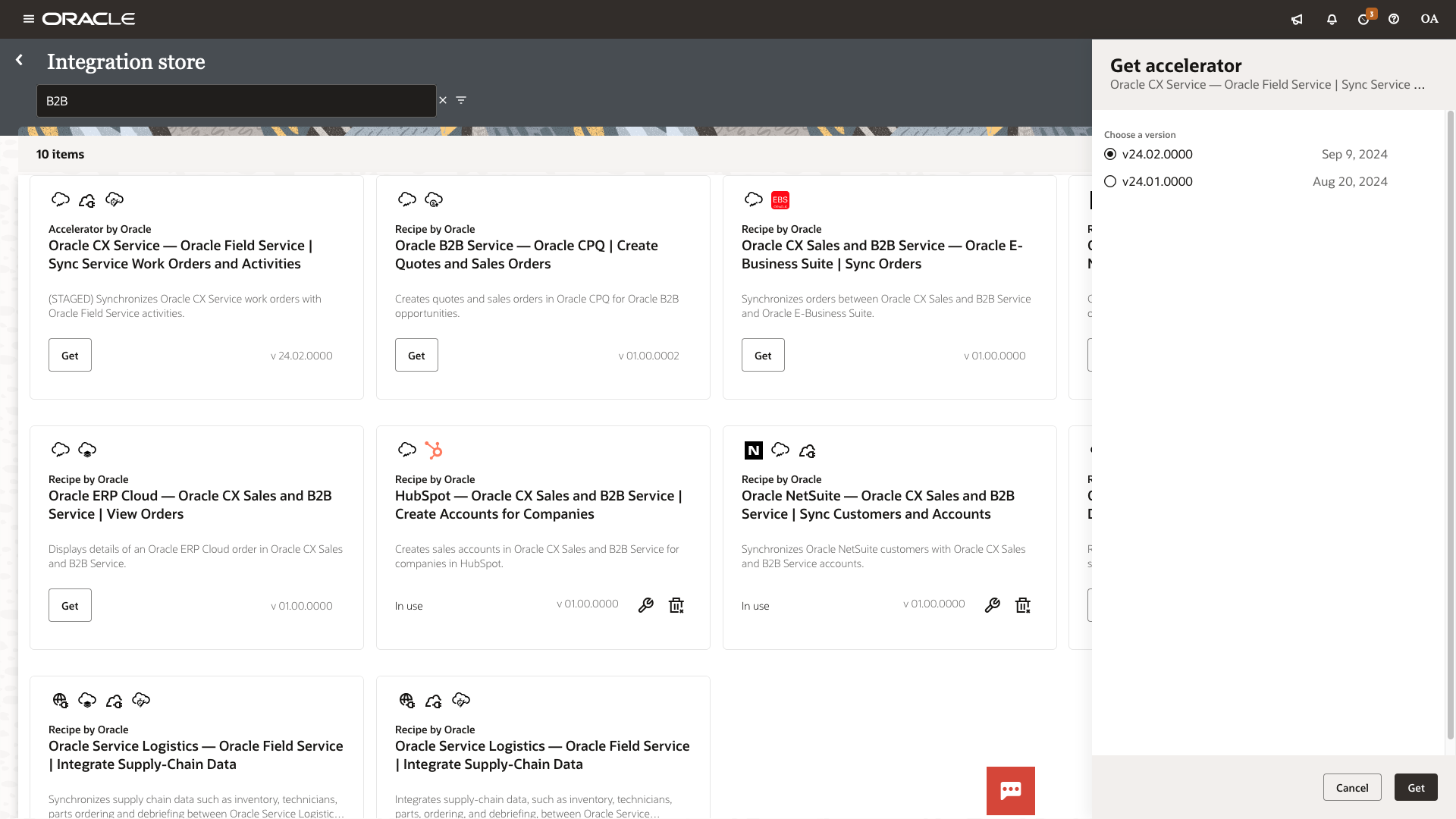 Oracle Integration install prebuilt solution