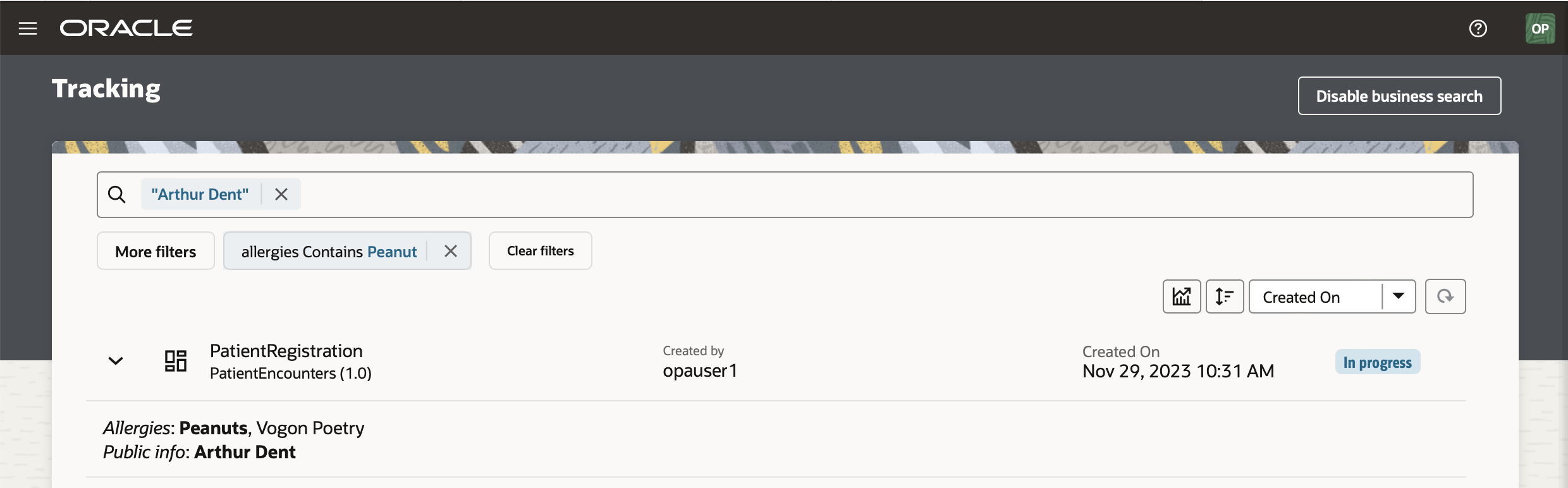 Using Business Search in Workspace Tracking