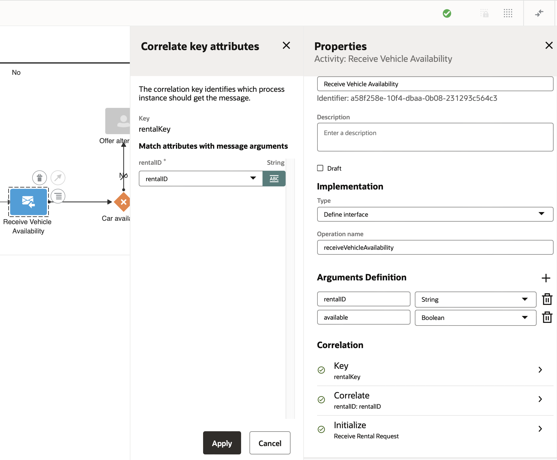 Configuring the Receive activity in OPA