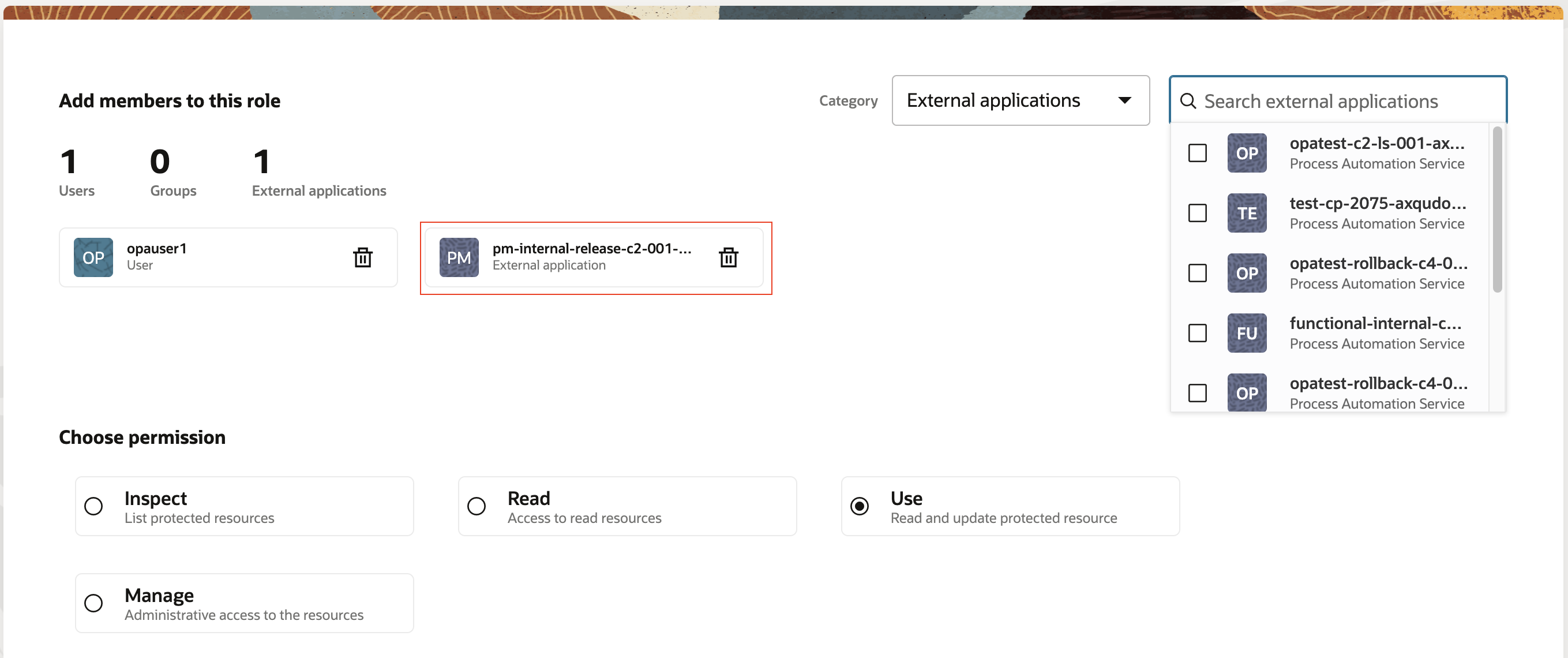 Adding an External Application to a role