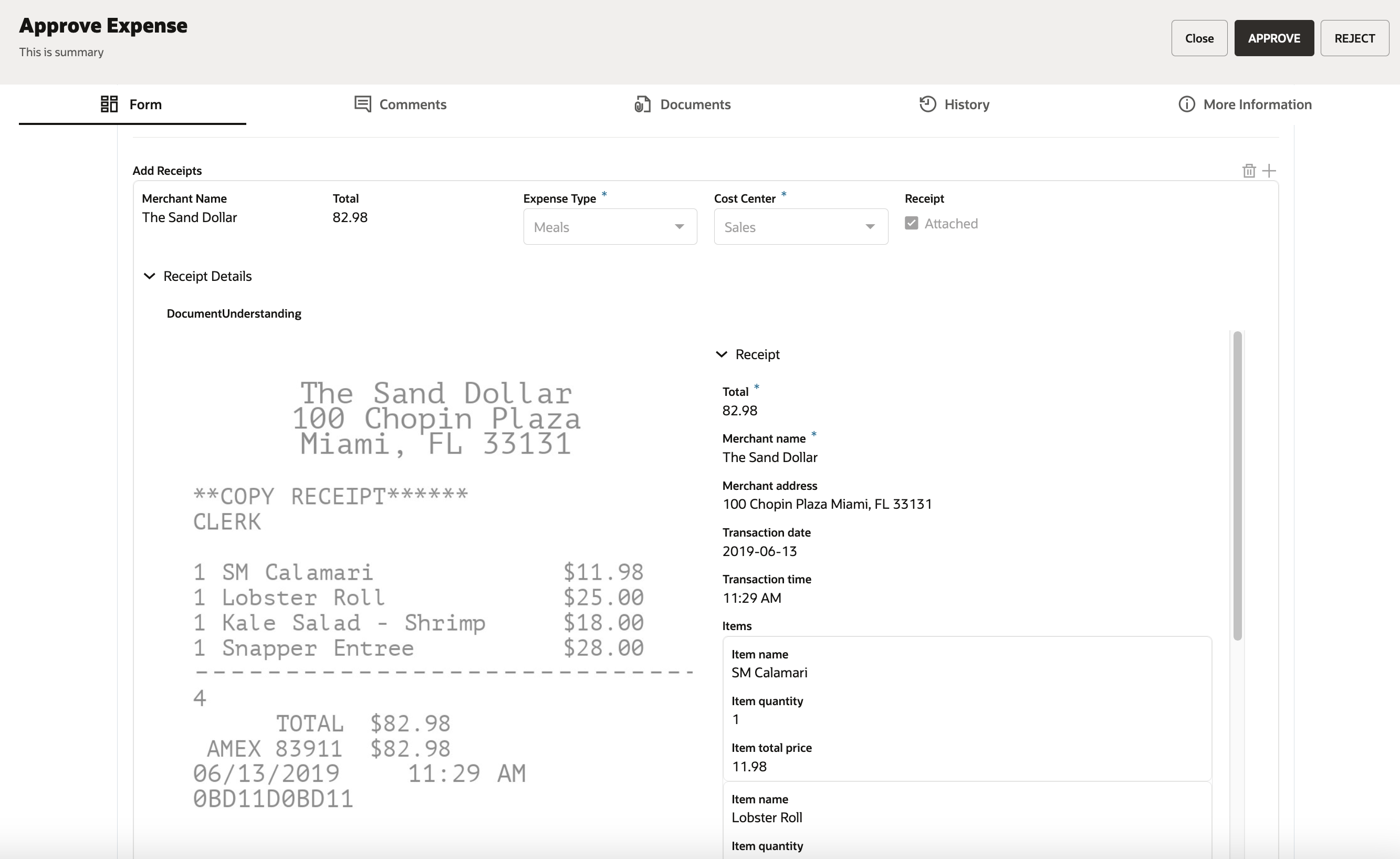 An approver can now review a previously uploaded document alongside extracted data
