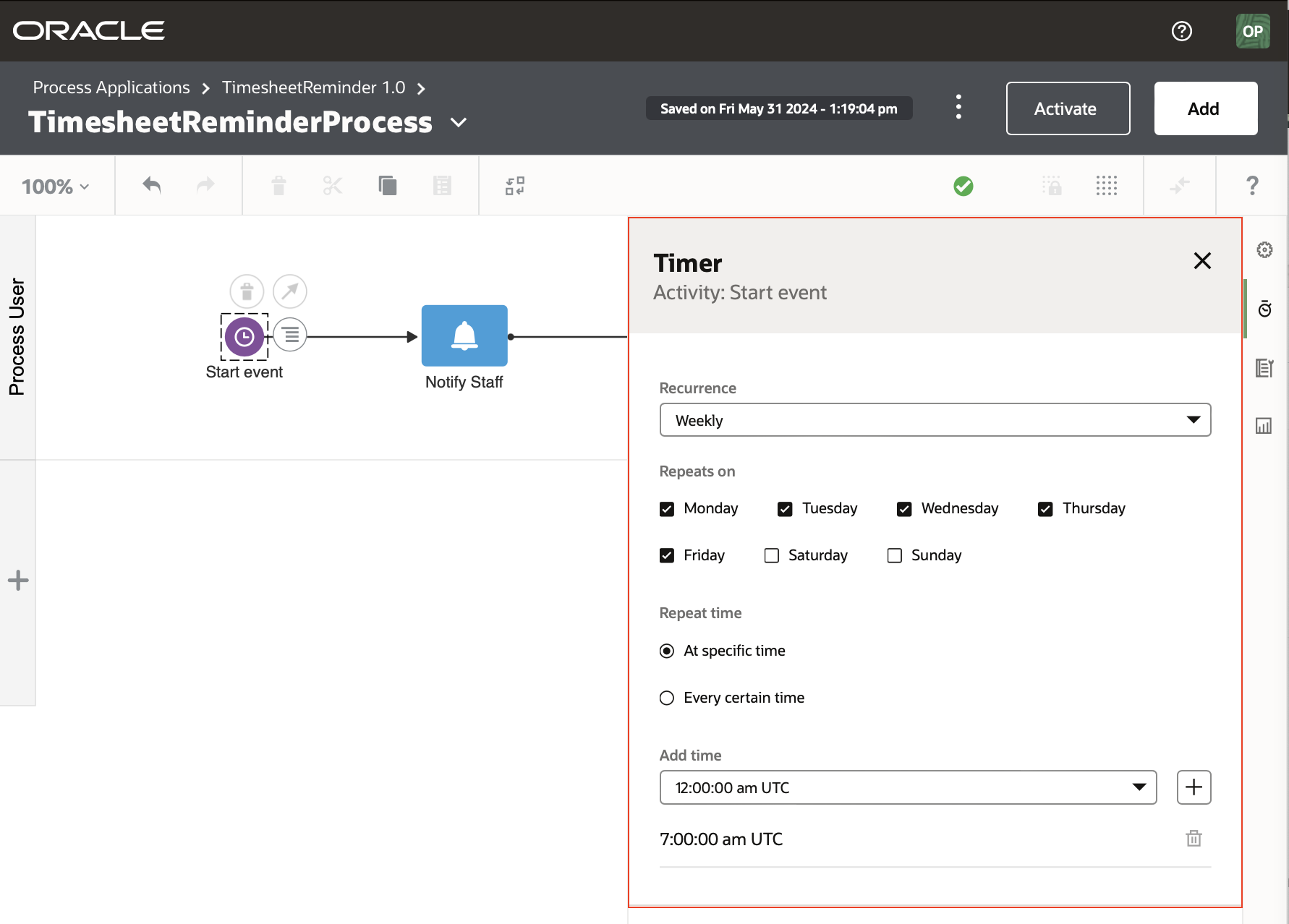 Above: Starting a Process Flow using a Timer Start
