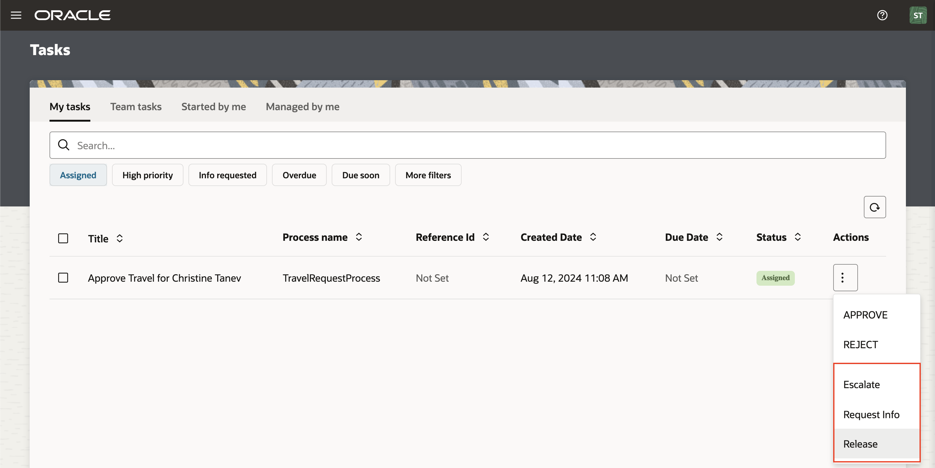 Only selected system actions are available to users in the workspace