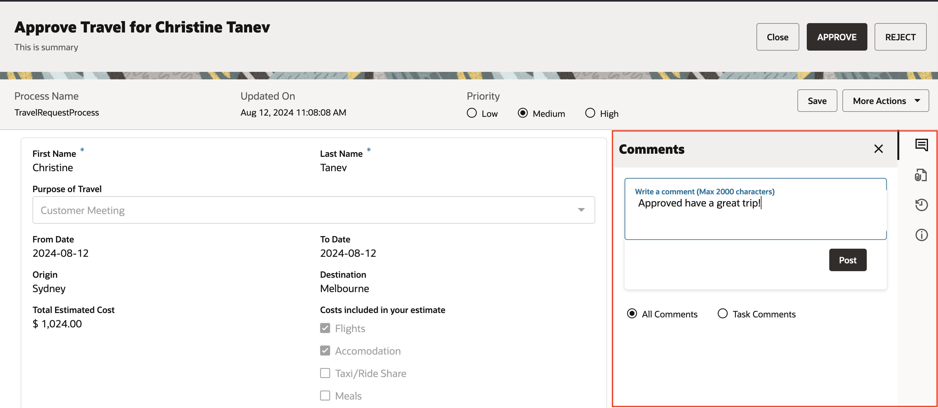 New experience for adding comments and documents 