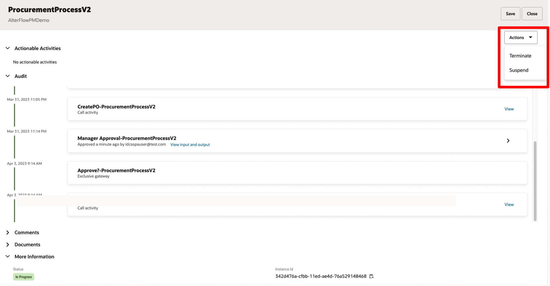 OPA Suspend Instance