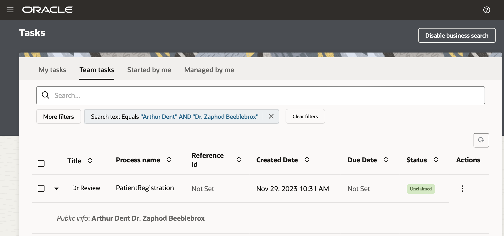 Free Text Search using Operators