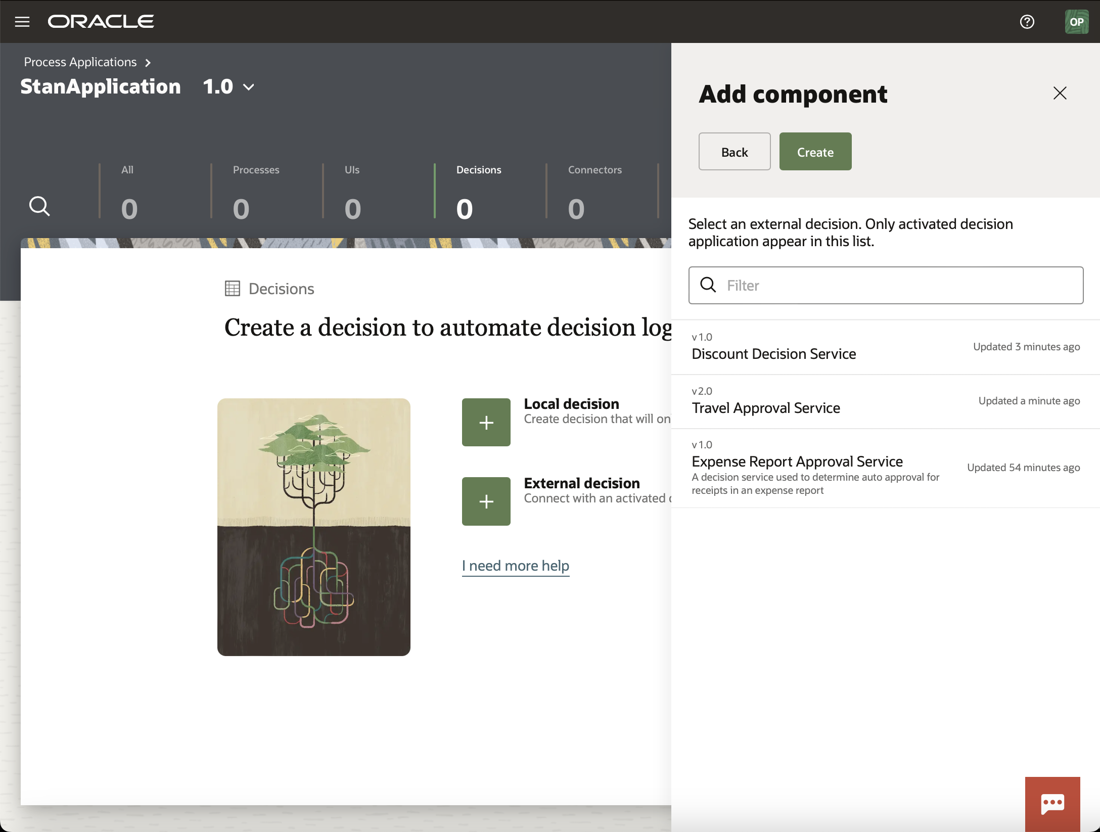Bringing an External decision into a Process Application