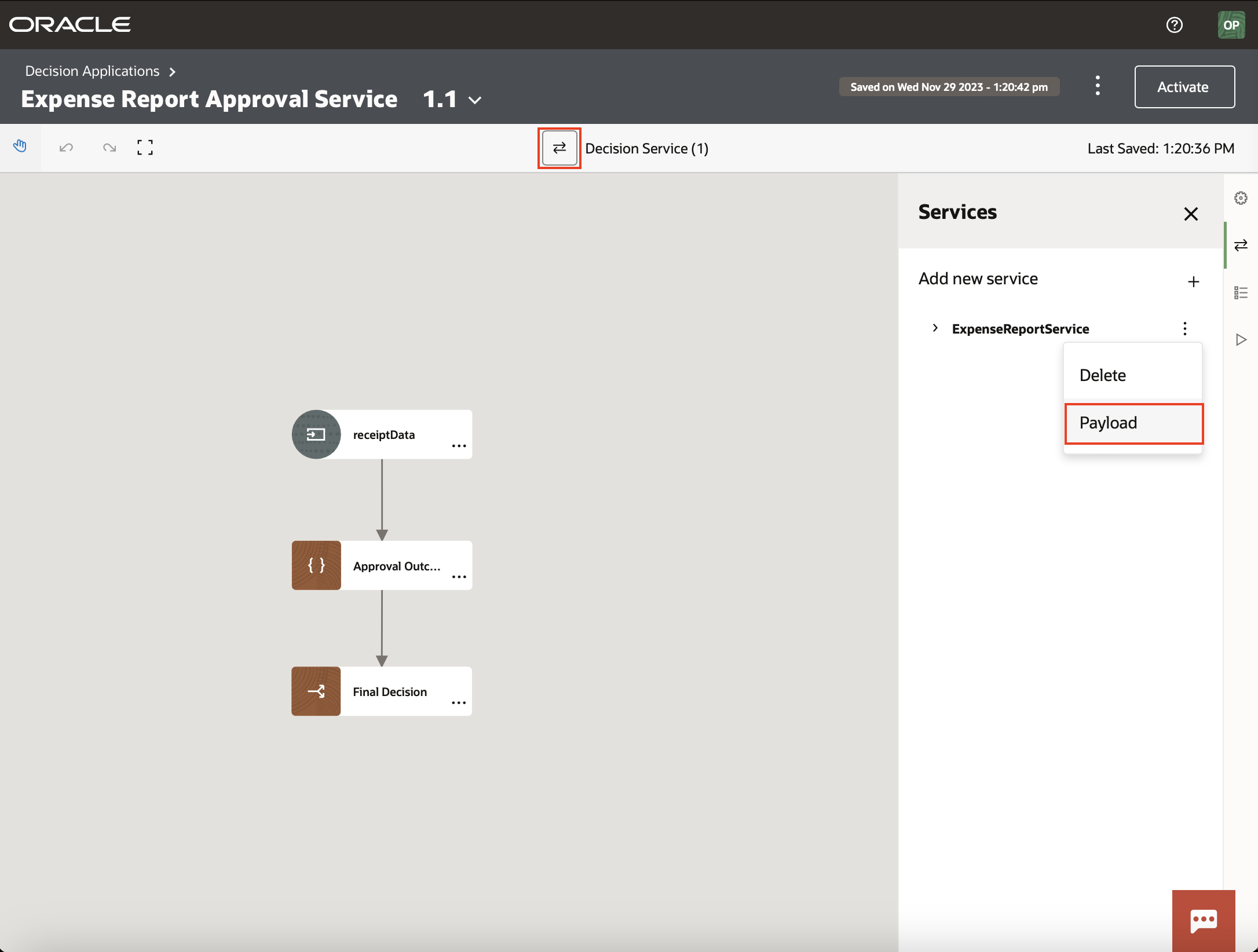 Decision Service Payload