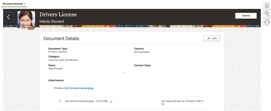 File Uploaded to Oracle HCM Cloud Document of Records