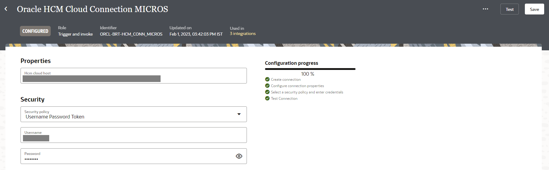 Configuring Oracle HCM Cloud connection