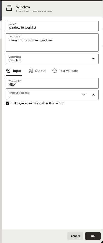 configuration to move to new window
