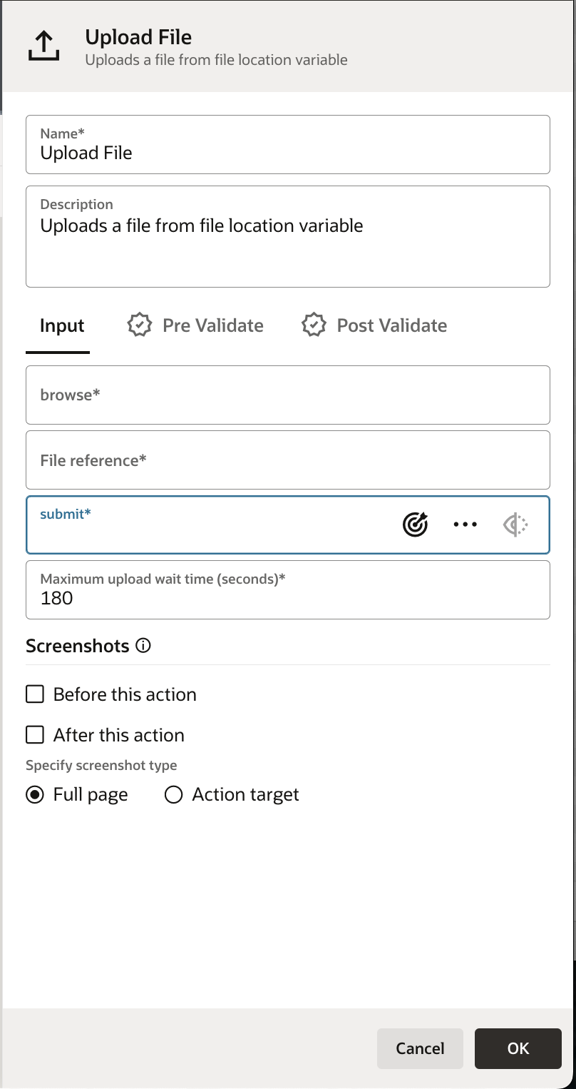upload low code action