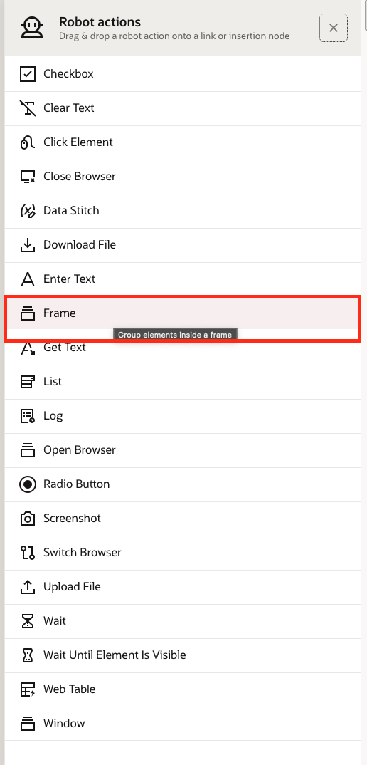 frame low code action