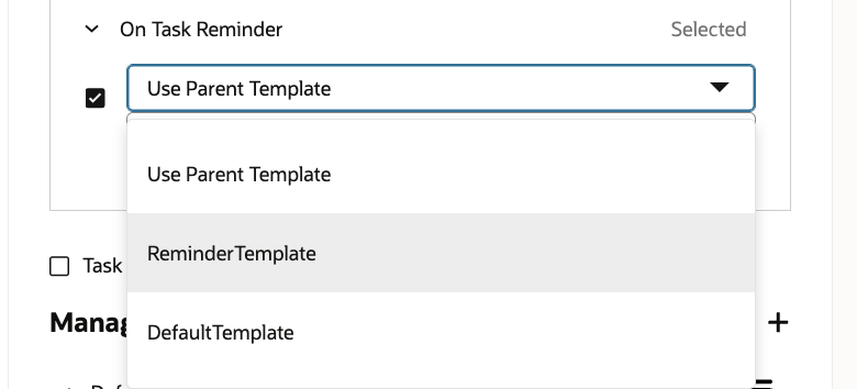 selecting a custom template for a task event