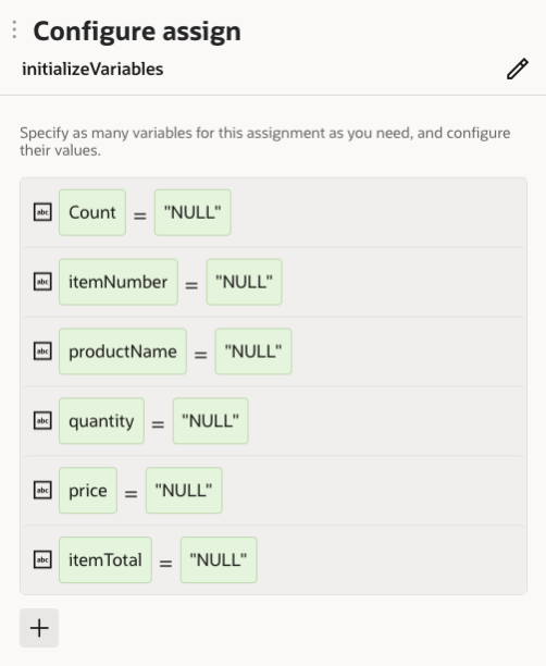 Initialize Variables