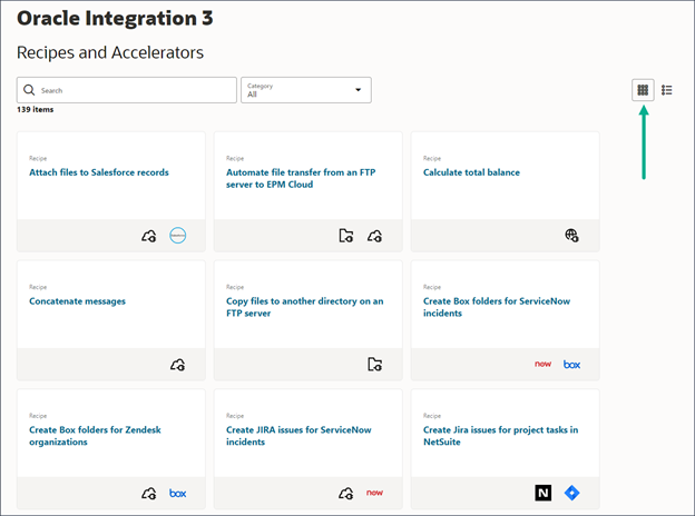 Card view showing icon
