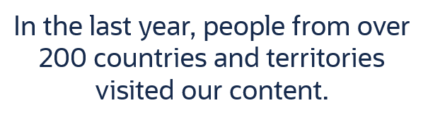 In the last year, people from over 200 countries and territories visited our content.