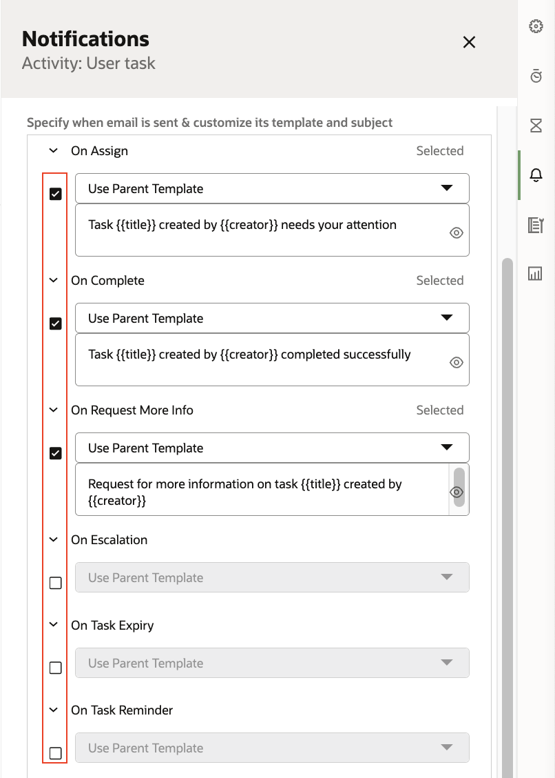Enabling a notification email