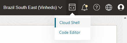 Ícone de desenvolvimento com o Cloud Shell selecionado