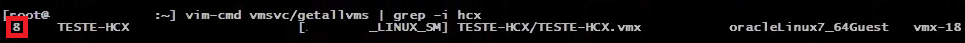 Execução do comando vim-cmd vmsvc/getallvms