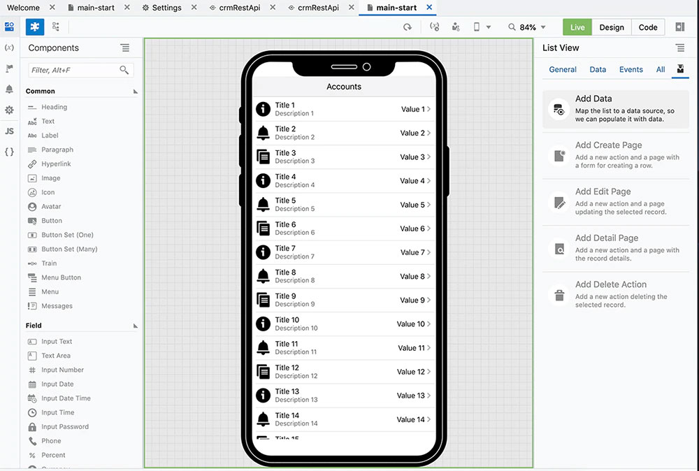 Each UI component has Quick Starts. 